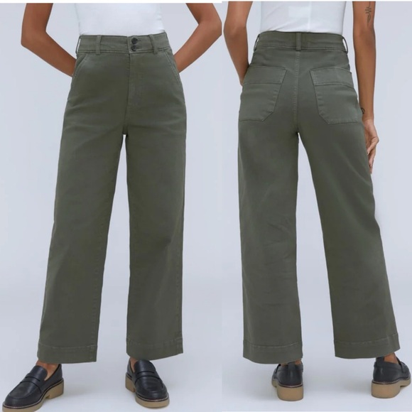 Everlane Pants - Everlane THE ORGANIC WIDE-LEG PANT Sz 12 Green Utility Casual